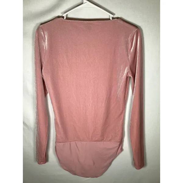 J CREW Stretch Pink Velvet‎ Bodysuit Womens Small Balletcore Preppy - Image 4
