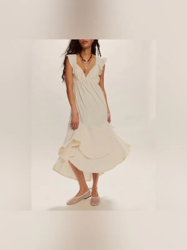 NWOT Free People Free-Est Aquamarine Maxi Dress - Tea neutral cream - Medium - Image 3