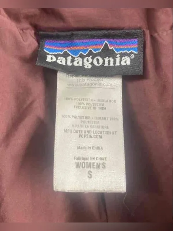 Patagonia Women's Quilted Long Coat - Burgundy Size Small - Image 4