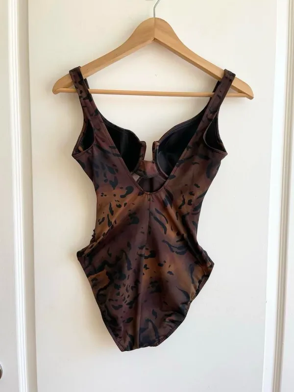 Miraclesuit One Piece Swimsuit Size 8 Ruched Underwire Vintage 90s High Cut - Image 2