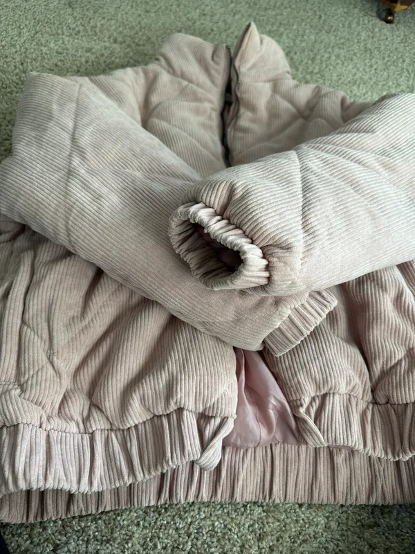 Lush Clothing Baby Pink Corduroy Bomber Puffer Jacket - Image 2