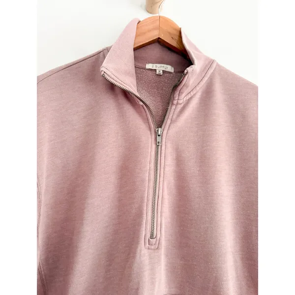 Z Supply | Oversized Half Zip Pullover Sweatshirt Mauve Pink | Sz M - Image 6