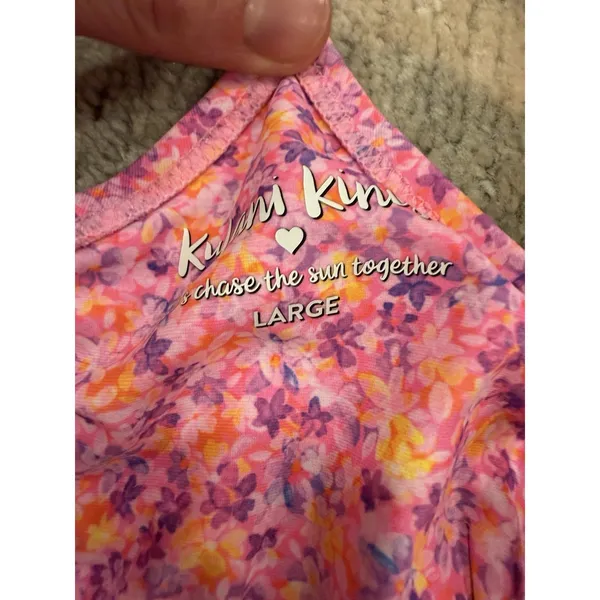 Kulani Kinis Hidden Underwire Crop Bikini Top Pink Floral Sz L NEW $68 - Image 6