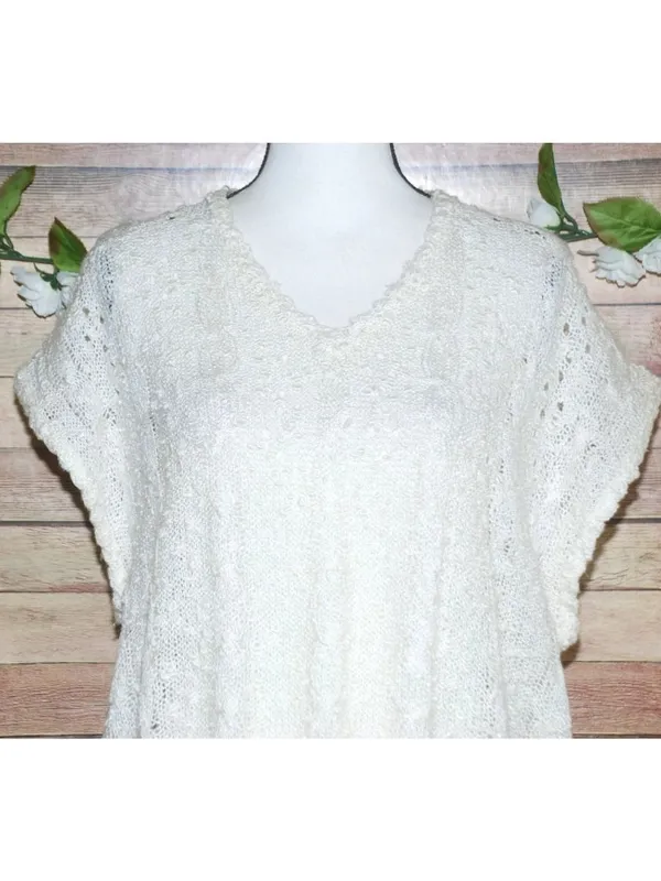 VTG 80's Queen Bee Oversized Ivory Sweater Size 44 US M Neutral Sleeveless Vest - Image 2