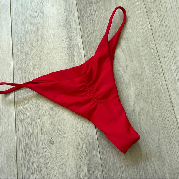 AguaViva Bikini Bottoms scrunch thong womens Red (xsmall) swim cheeky minimalist - Image 2