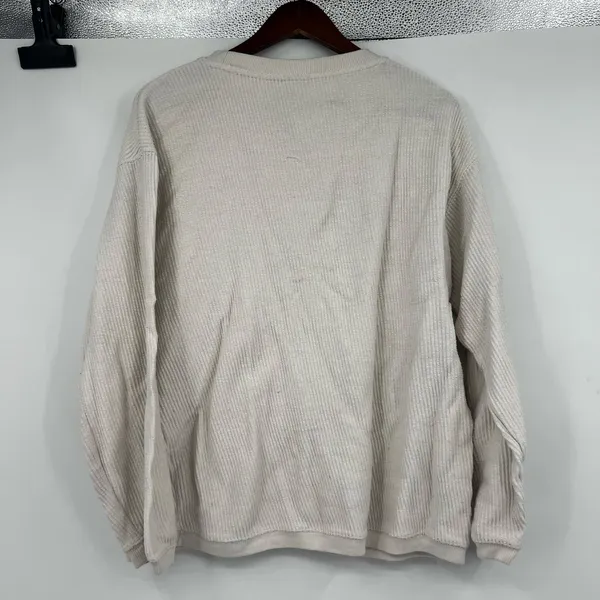 MV Sport St Lawrence cream ribbed long sleeve college spell out sweatshirt large - Image 3