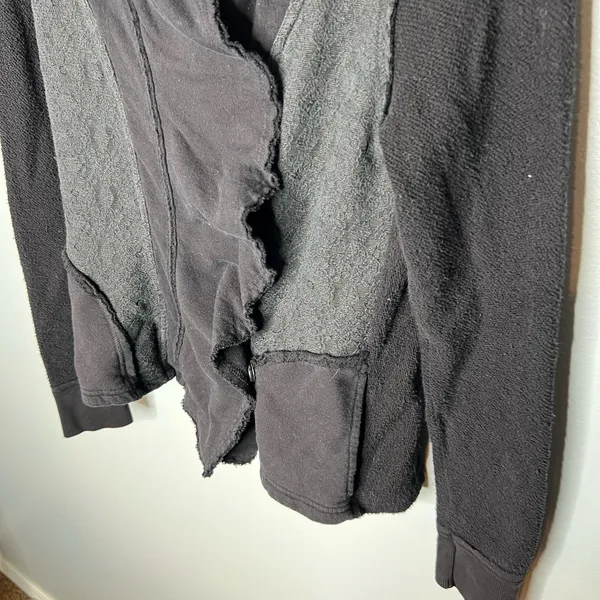 Free People Black Lace Hooded Ruffle Jacket Snap Button Women's Size Extra Small - Image 10