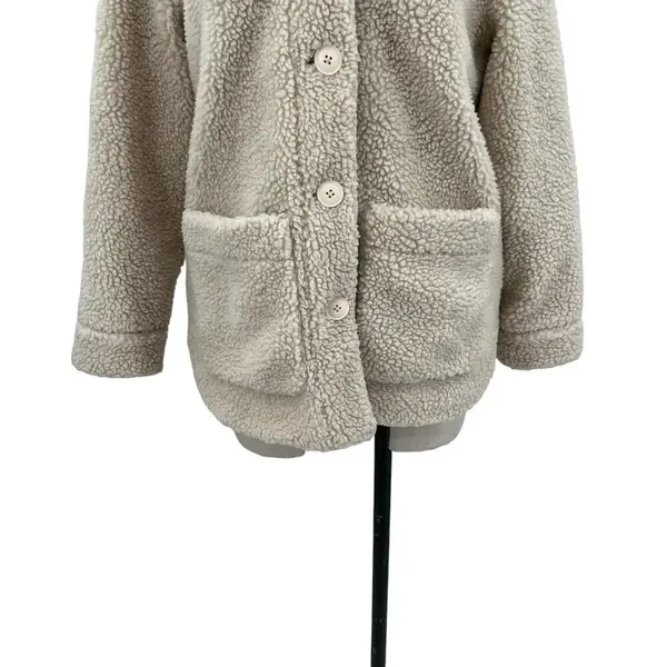Madewell Sherpa Walton‎ Shirt-Jacket Cream Ivory Button Down Size XS - Image 6