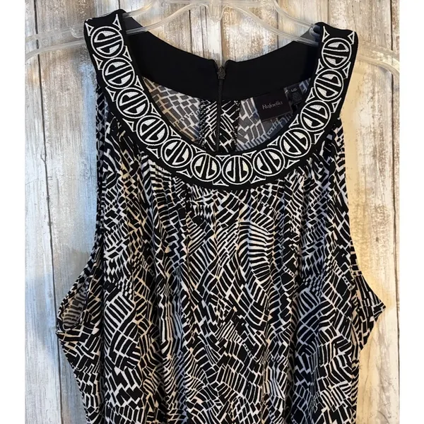 Rafaella Black White‎ Abstract Print Sleeveless Jumpsuit Size Large - Image 3