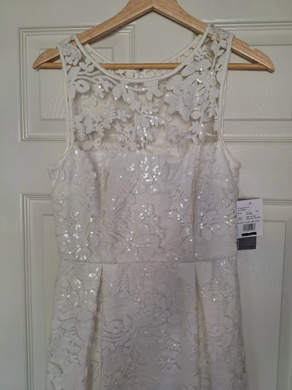 Donna Ricco David's Bridal NWT Ivory Lace Sequin Dress Size 2 - Image 5