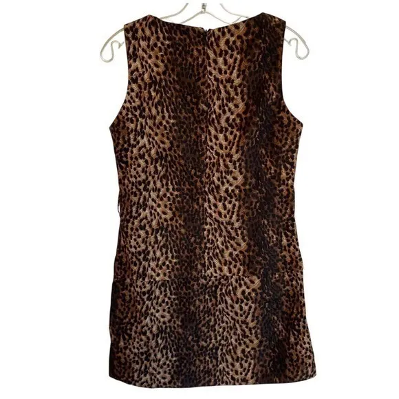 ZARA WOMAN Leopard Print Sleeveless Ruched Mini Dress w/Zipper Back -‎ M EUC - Image 3