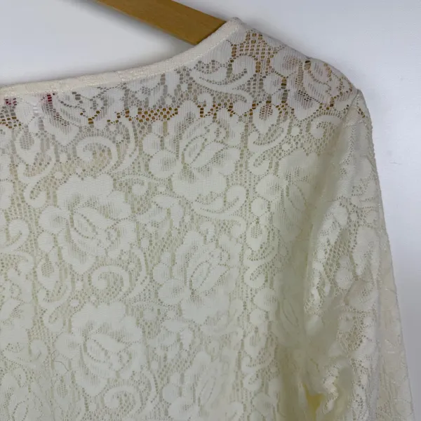 NWT Bongo Floral Lace Peplum Shirt Large Cream‎ 90s Y2K Layering Sheer Boho - Image 4