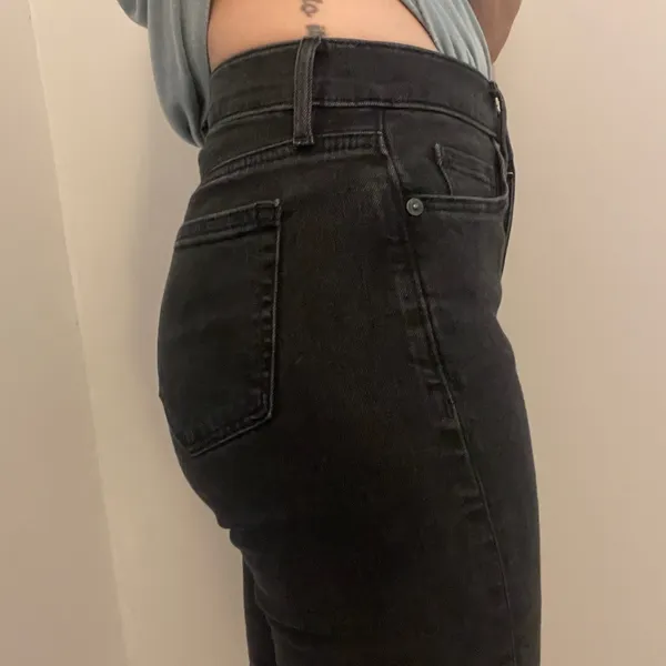 LOFT High Waist Straight Crop Jeans size 24 00 Frayed Hem Black Everyday Casual‎ - Image 3