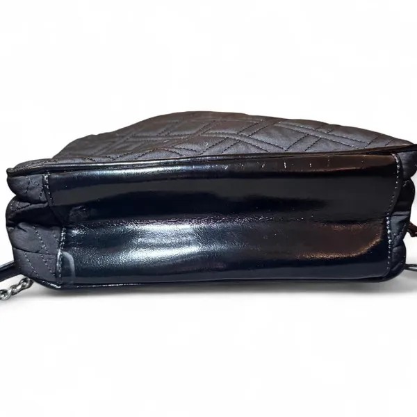 Vera Bradley Black Quilted Microfiber Shoulder Bag Chain Patent Strap - Image 3