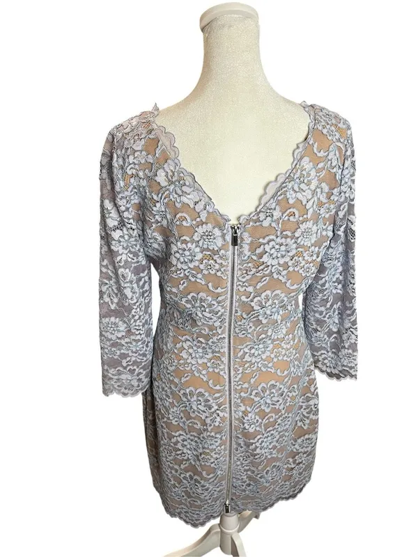 Diane von Furstenberg DVF Zarita Blue Lace Sheath Cocktail Dress Size 8 - Image 5