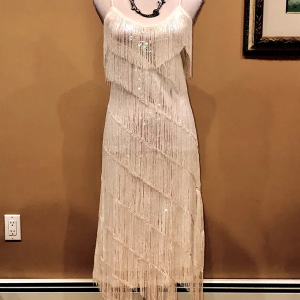 🆕 1920s Sequin and Fringe Flapper Party Mini Dress - Image 8