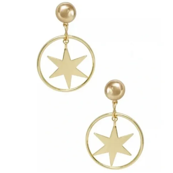 NWT Ettika Star Dangle Hoop Earrings Gold Plated‎ $44 - Image 4