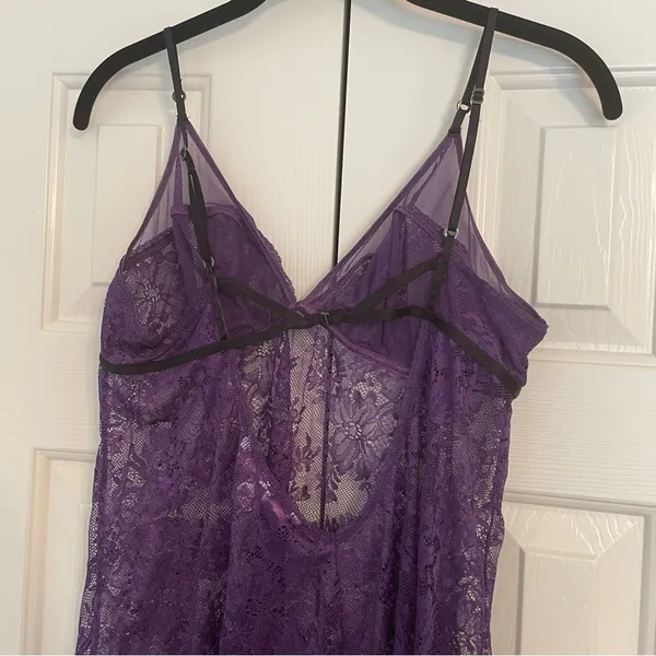 Victoria’s Secret Purple Slip Dress Allover Lace Sz Large Intimates Mini Dress - Image 8