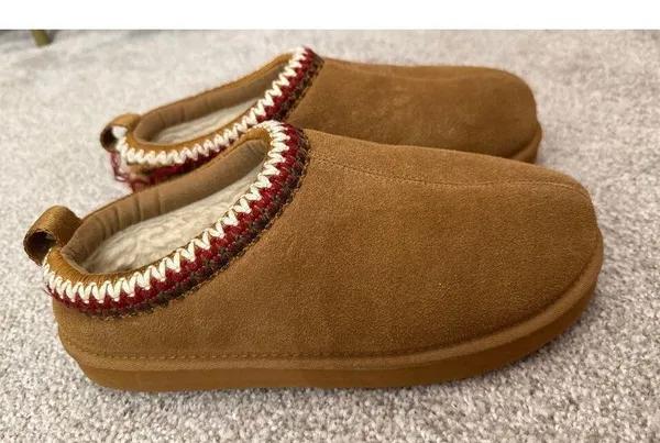 Fitory Women's Suede Leather Flat Short Casual Mini Slipper Boot, Sz 10 - Image 4