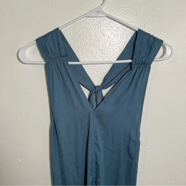 Loft Sleeveless Blouse Blue Green Knot Keyhole Twist‎ High Neck - Image 8
