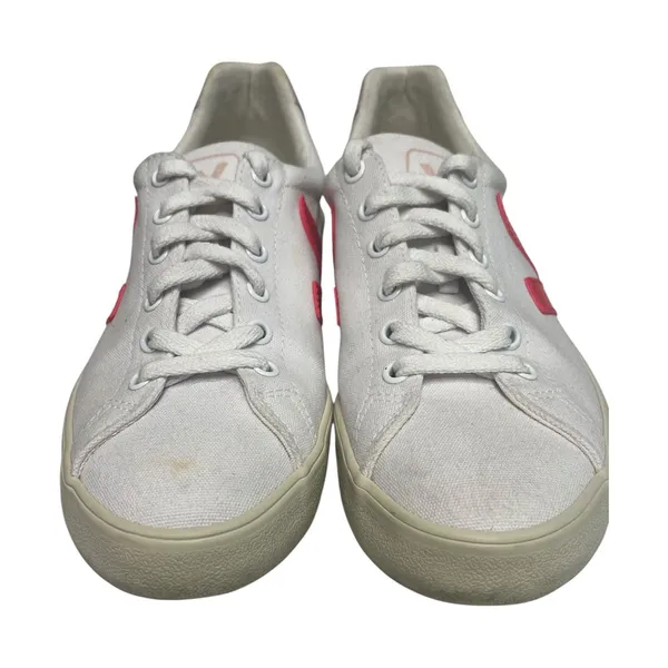 VEJA Campo Canvas Sneakers Shoes Womens 8 White Pink Lace Up Tennis Preppy - Image 11