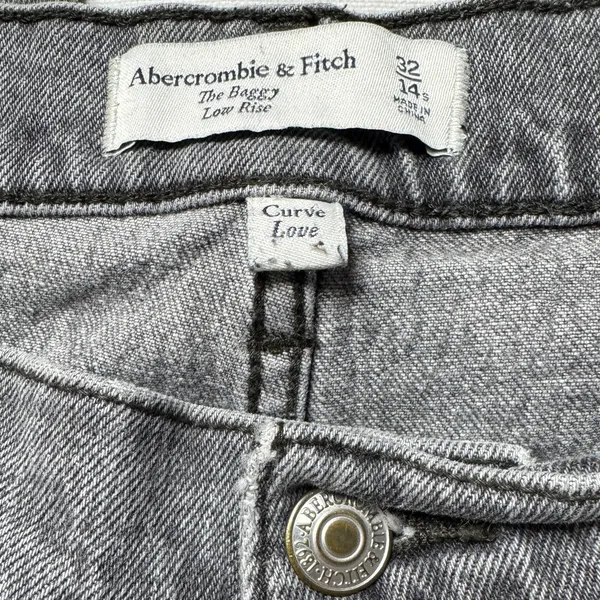 Abercrombie Curve Love The Baggy Low Rise Gray Jeans Size 32 14S - Image 6