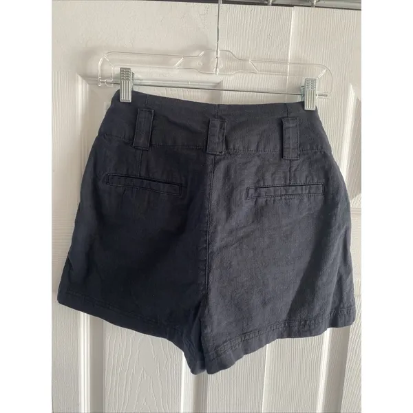 Free People Paperbag Waist Shorts Womens Size 2 Grey Linen‎ Blend Boho Casual - Image 3