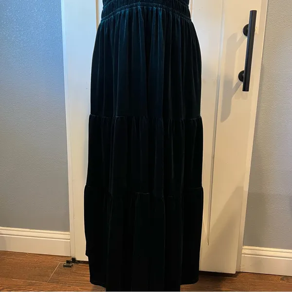 NWT Elegant Velvet velour tiered maxi Dress short sleeve xl(16-18) - Image 8