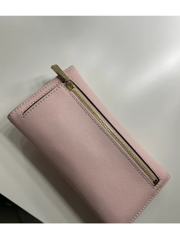 Michael Kors Pink Saffiano Continental Wallet with Gold Logo - Image 3