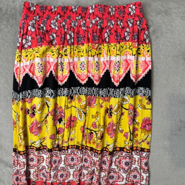 BOHO Patchwork Tiered‎ High Low Maxi Skirt Floral Ruffle Peasant Gypsy Size XS - Image 4