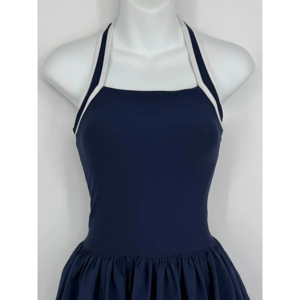 Abercrombie‎ & Fitch YPB motionTEK Halter Bubble Hem Mini Dress XS Navy Athletic - Image 2