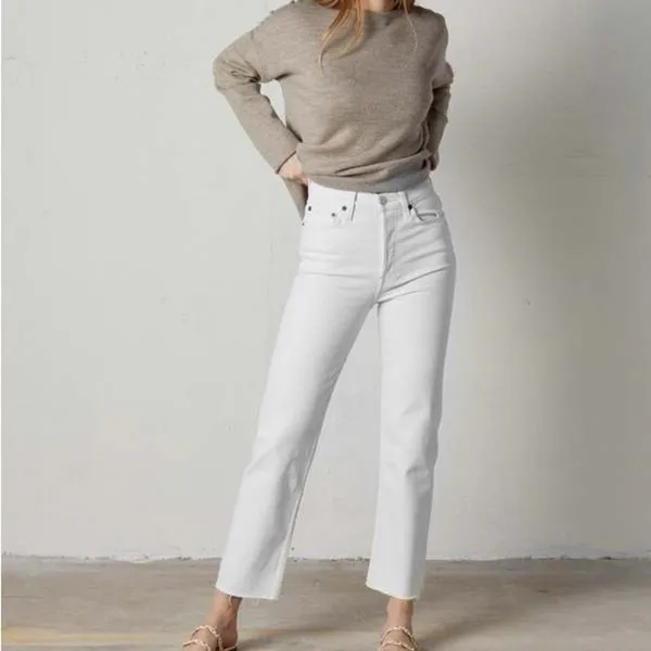 RE/DONE 70s High Rise Stove Pipe‎ Jean in Vintage White Size 25 - Image 2