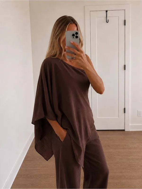 ASOS DESIGN Modal One Shoulder Draped
Top Chocolate - Image 3