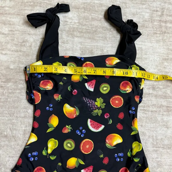 Wild Fable Womens Small Black Fruit Swimsuit Backless Chiquita Tropical Resort - Image 3