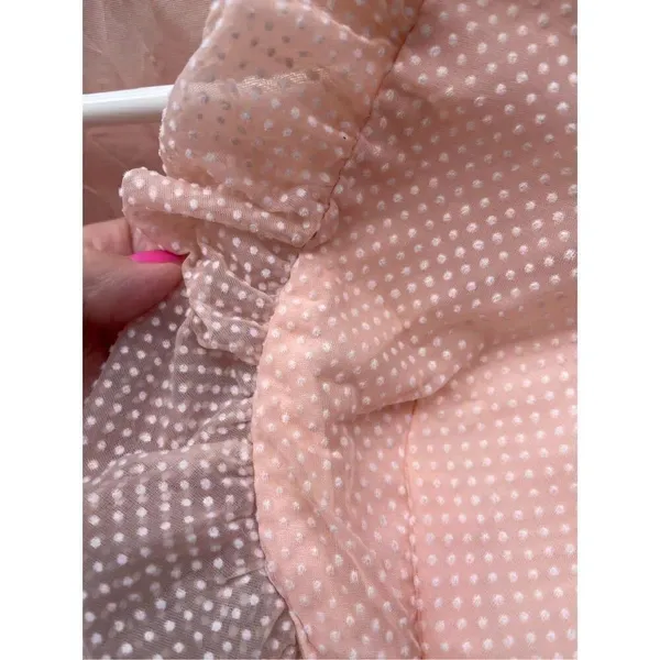 Vintage pale pink size XS Swiss dot sheer sleeves cropped jacket. - Image 5