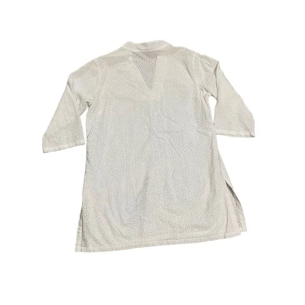 ‎Talbots Vneck white sheer cotton tunic medium - Image 2