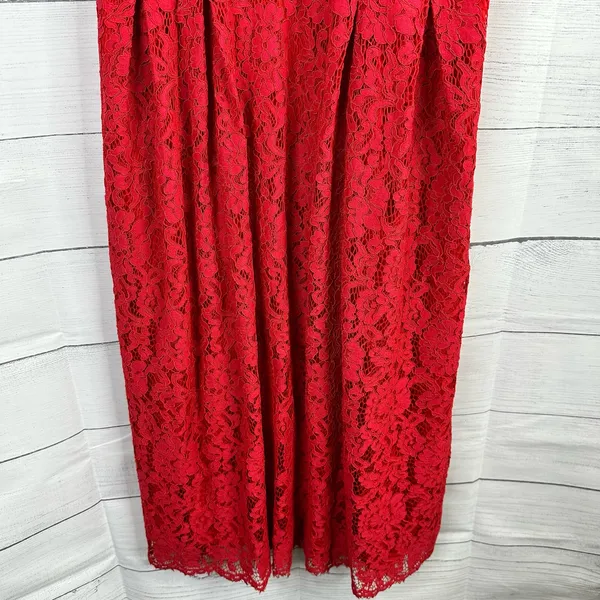 Lulus Womens size XL Royal Treatment Red Lace Midi Skater Dress - Image 8