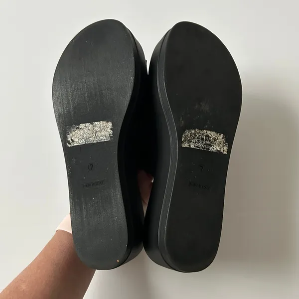 Steve Madden Slinky Platform Sandals Fabric Black 7 Made in Italy Y2K Retro - Image 6
