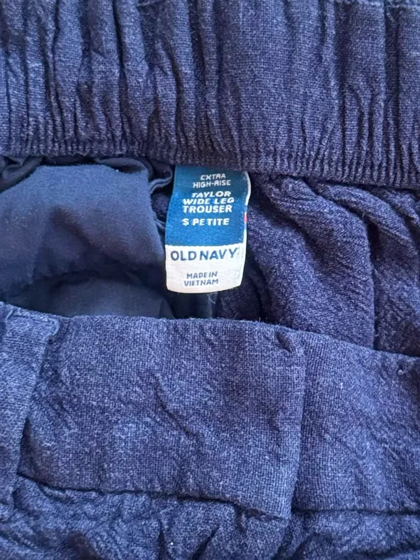 Old Navy Taylor Wide Leg Linen Blend Pants Navy Blue Small Petite High Rise - Image 5
