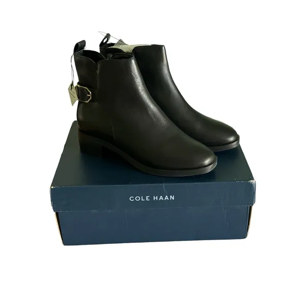 Cole Haan NIB‎ Kimberly Boots Women's Size 5.5 B Black Leather Waterproof Bootie - Image 2