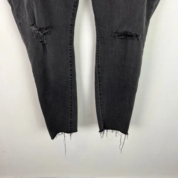 Madewell 9" High-Rise Skinny Jeans in Black Sea Raw Hem Plus Size 37 EUC T2555 - Image 3