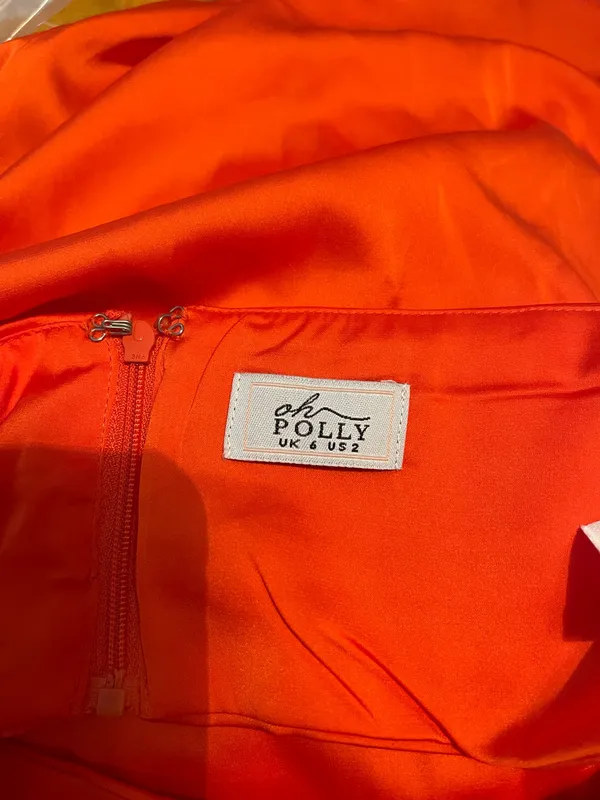 Oh Polly Bright Orange Satin Skirt with a Top - Image 6