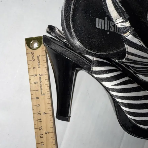 Unlisted Y2K Baddie Sandals‎ Heels Slip On Slingback Peep Toe Zebra Print Sz 9 - Image 8