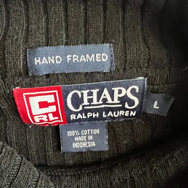 Chaps Ralph‎ Lauren Sweater Womens Large Turtleneck 100% Cotton Pullover Black - Image 3
