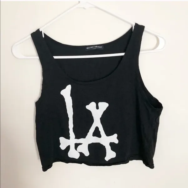 Brandy Melville LA Bones Tank Top Black Crop Skeleton - Image 2