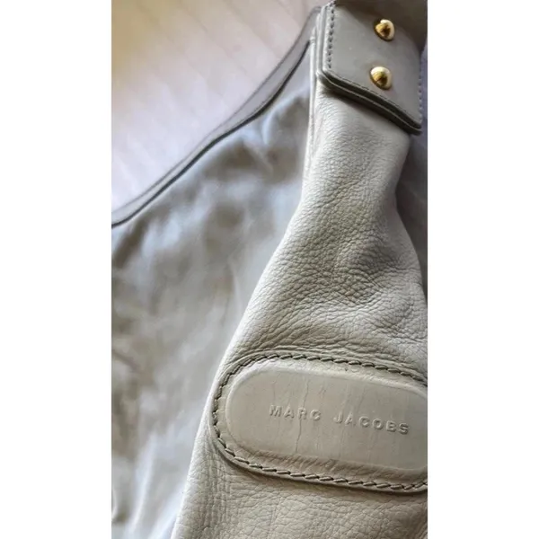 Vintage Marc Jacobs Christy Leather Gray Gold Handbag Iconic Shoulder Bag Purse - Image 10