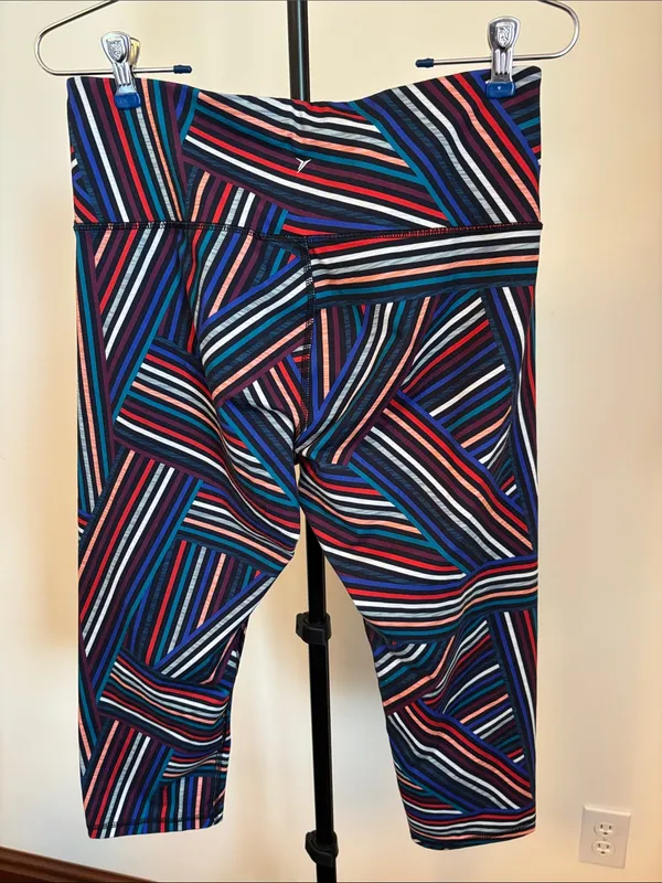 Old Navy Multicolor Striped Capri Leggings - Navy, Blue, Red, Pink - Image 3