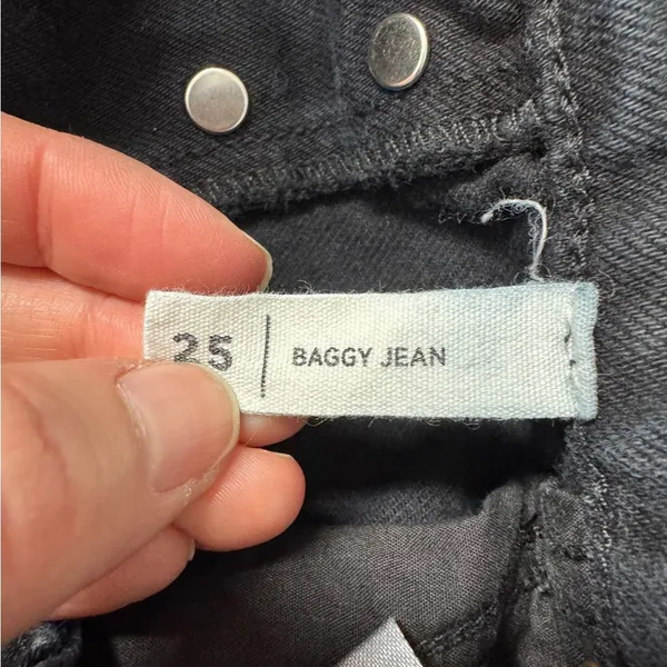 Pacsun Black Distressed Baggy Jeans Womens 25 Button Fly Casual Wide Leg Denim - Image 13
