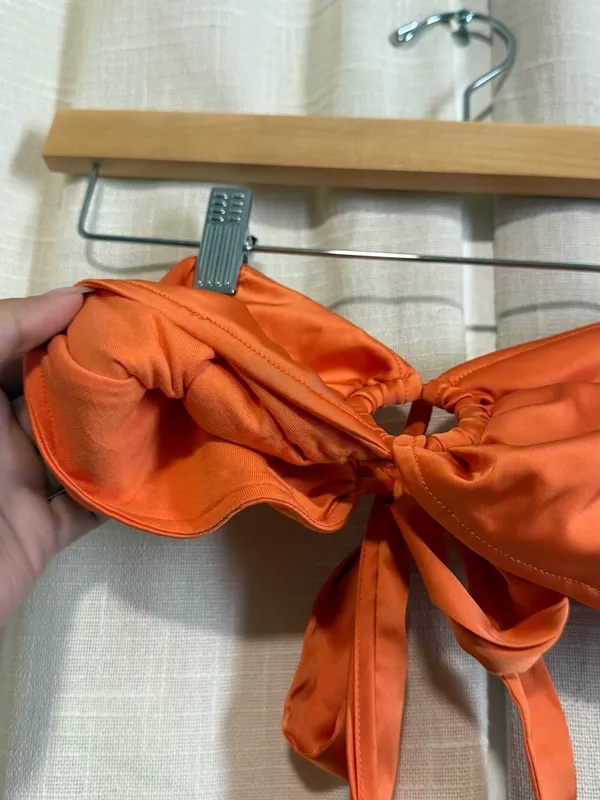OW Satin Knot Halter Crop Top in Orange - Image 4