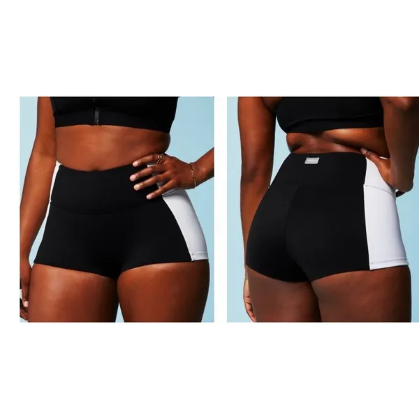 Fabletics NWT High-Waisted Swim Short Classic Black White Size Medium - Image 2